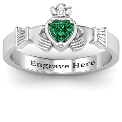 Heart Stone Claddagh Ring  - Handcrafted & Custom-Made