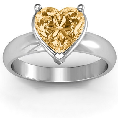 Heart Stone in a Double Gallery Setting Ring  - Handcrafted & Custom-Made