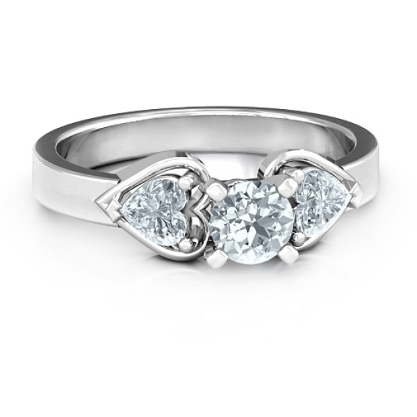 Hearts and Stones Solitaire Ring  - Handcrafted & Custom-Made