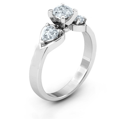 Hearts and Stones Solitaire Ring  - Handcrafted & Custom-Made