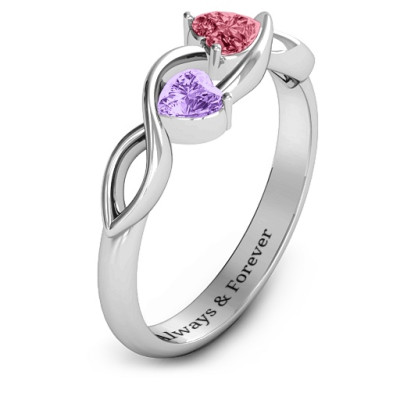 Heavenly Hearts Ring with Heart Gemstones  - Handcrafted & Custom-Made