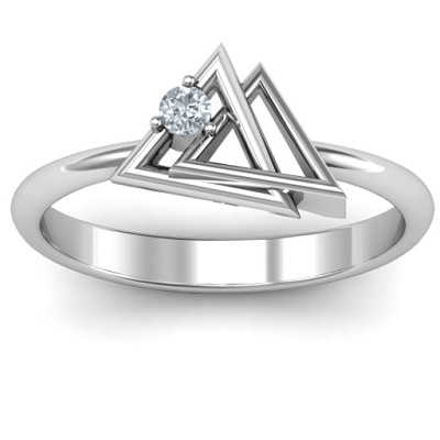 Interlocked Triangle Geometric Ring - Handcrafted & Custom-Made