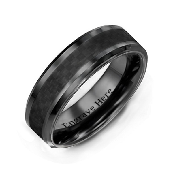 Men's Black Nightfall Ceramic Ring - Handcrafted & Custom-Made