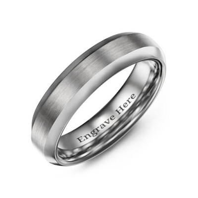 Men's Brushed Centre Polished Tungsten Ring - Handcrafted & Custom-Made