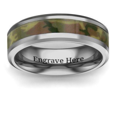 Men's Camouflage Tungsten Ring - Handcrafted & Custom-Made