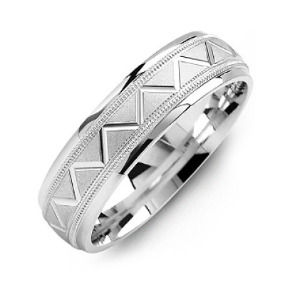 Men's Milgrain Ring with Zig-Zag Pattern - Handcrafted & Custom-Made