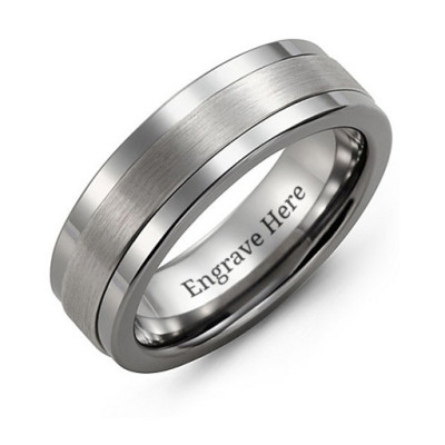 Men's Plain Centre Tungsten Band Ring - Handcrafted & Custom-Made