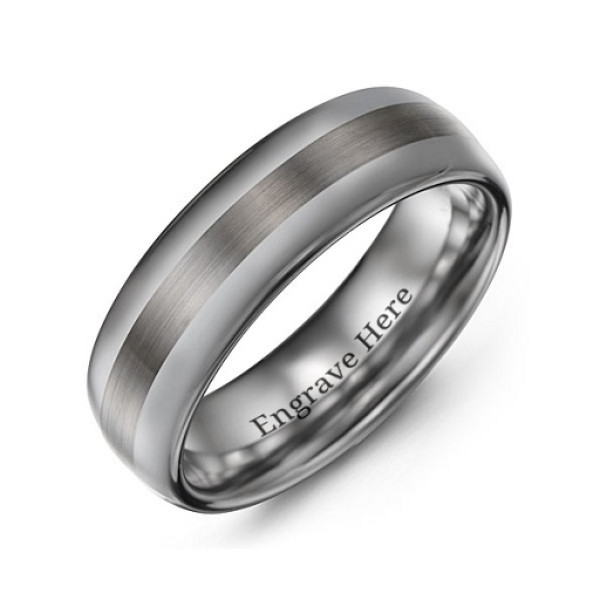 Men's Polished Brushed Centre Tungsten Ring - Handcrafted & Custom-Made