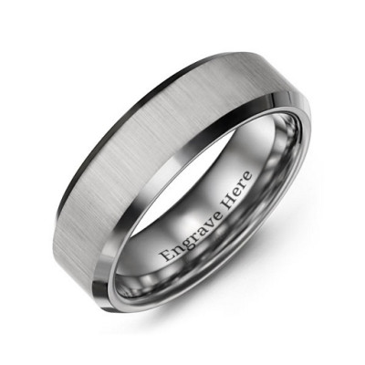 Men's Satin Finish Centre Polished Tungsten Ring - Handcrafted & Custom-Made