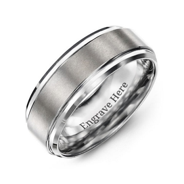 Men's Tungsten Brushed Centre Ring - Handcrafted & Custom-Made