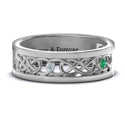 Men's Two-Stone Interwoven Infinity Band  - Handcrafted & Custom-Made