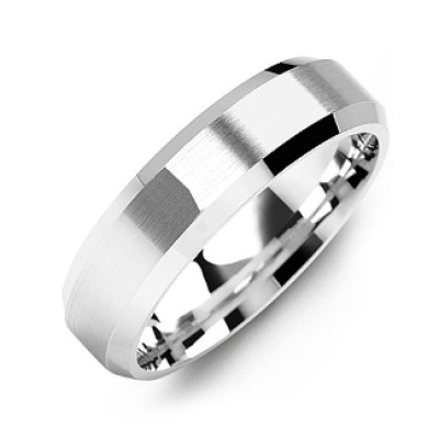 Modern Brushed Men's Ring with Beveled Edges - Handcrafted & Custom-Made