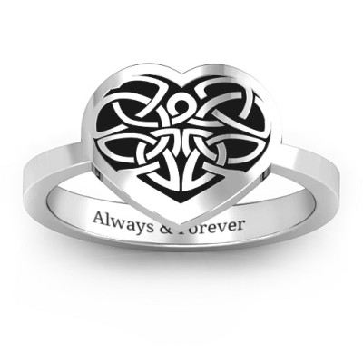 Oxidized Silver Celtic Heart Ring - Handcrafted & Custom-Made