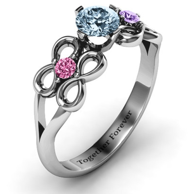 Quad Infinity Ring with Centre stone and Dual Accent Ring  - Handcrafted & Custom-Made