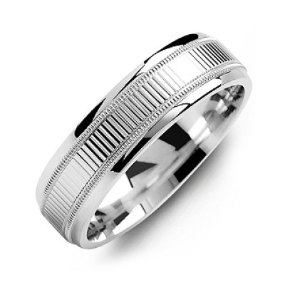 Ridged Men's Ring with Milgrain Edges - Handcrafted & Custom-Made