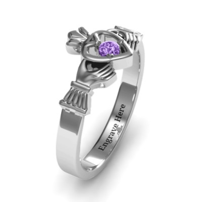 Round Stone Claddagh Ring  - Handcrafted & Custom-Made