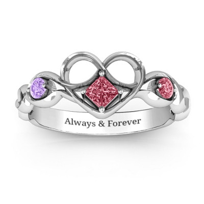 Shimmering Infinity Princess Stone Heart Ring  - Handcrafted & Custom-Made