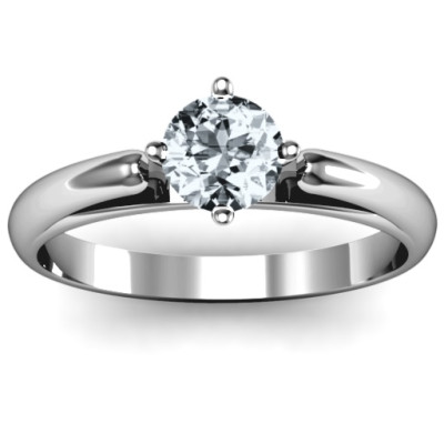 Ski Tip Solitaire Round Ring - Handcrafted & Custom-Made
