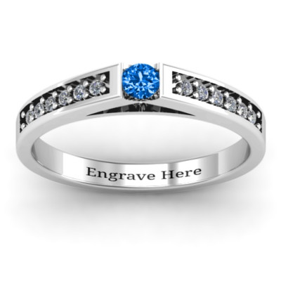 Solitaire Bridge Ring with Shoulder Accents - Handcrafted & Custom-Made