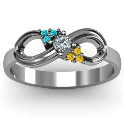 Solitaire Infinity Ring with Accents - Handcrafted & Custom-Made