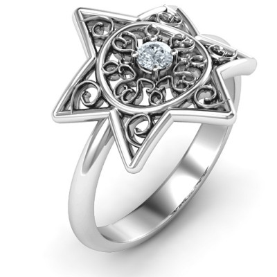 Star of David with Filigree Ring - Handcrafted & Custom-Made