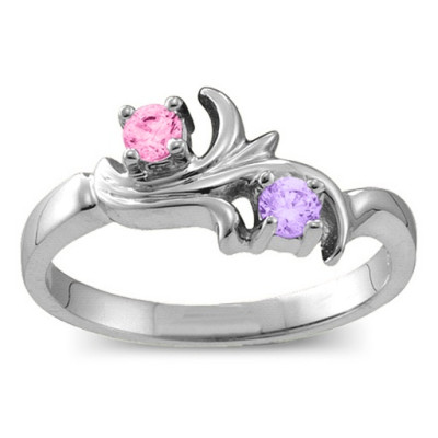 Sterling Silver  Nouveau  Flame 2-6 Gemstones Ring  - Handcrafted & Custom-Made