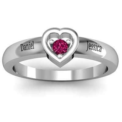 Sterling Silver  Solitaire  Heart Ring - Handcrafted & Custom-Made