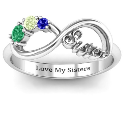 Sterling Silver 2-4 Stone Sisters Infinity Ring  - Handcrafted & Custom-Made