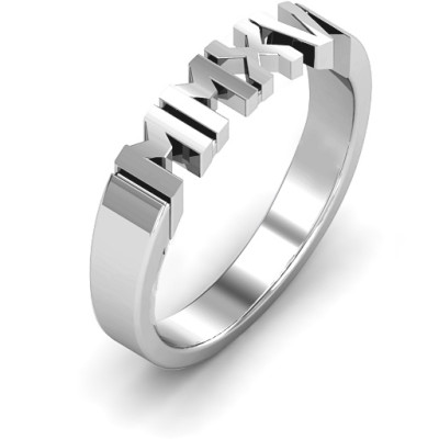 Sterling Silver 2015 Roman Numeral Graduation Ring - Handcrafted & Custom-Made