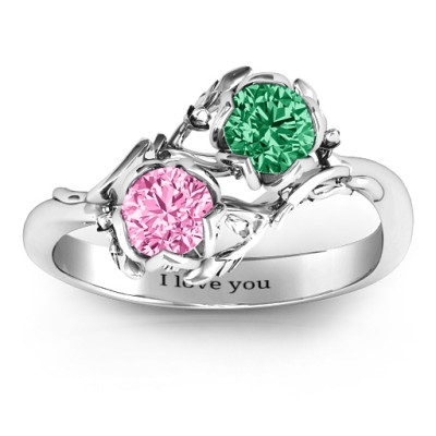 Sterling Silver Be-leaf In Love Double Gemstone Floral Ring  - Handcrafted & Custom-Made