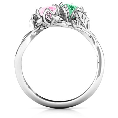 Sterling Silver Be-leaf In Love Double Gemstone Floral Ring  - Handcrafted & Custom-Made