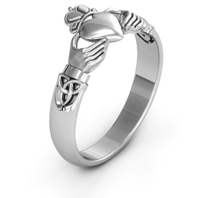 Sterling Silver Celtic Knotted Claddagh Ring - Handcrafted & Custom-Made