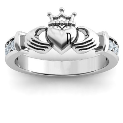 Sterling Silver Classic Claddagh Ring with Accents - Handcrafted & Custom-Made
