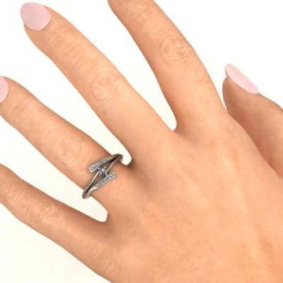 Sterling Silver Double Bypass Channel Set Accent Ring - Handcrafted & Custom-Made