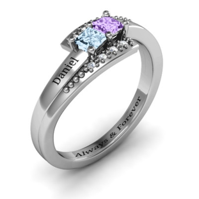 Sterling Silver Double Princess Bypass with Accents Ring - Handcrafted & Custom-Made