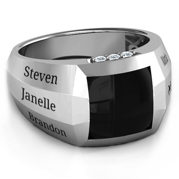 Sterling Silver Engravable Statement 6-Stone Men's Ring  - Handcrafted & Custom-Made