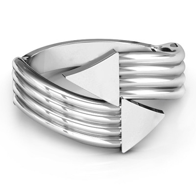 Sterling Silver Geometric Arrows and Triangles Bypass Ring - Handcrafted & Custom-Made