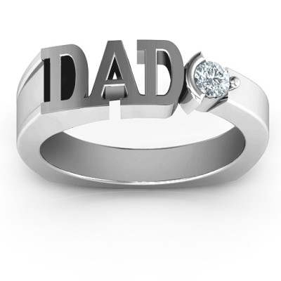 Sterling Silver Greatest Dad Birthstone Men's Ring with Peridot (Simulated) Stone  - Handcrafted & Custom-Made