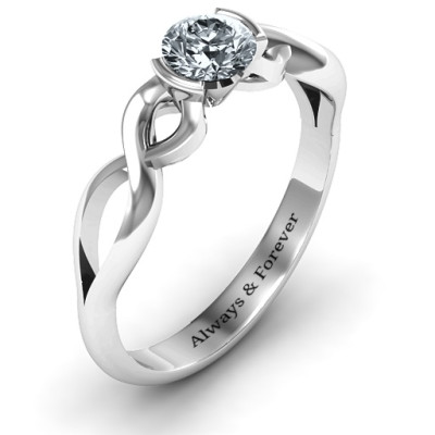 Sterling Silver Half Bezel Infinity Ring - Handcrafted & Custom-Made