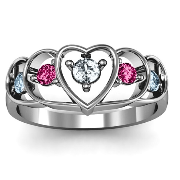 Sterling Silver Heart Collage Ring - Handcrafted & Custom-Made
