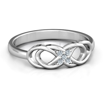 Sterling Silver Infinity Knot Ring with Accents - Handcrafted & Custom-Made