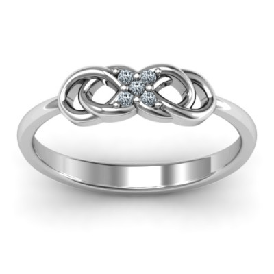 Sterling Silver Infinity Knot Ring with Accents - Handcrafted & Custom-Made