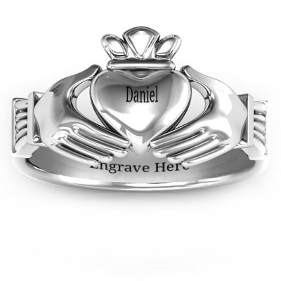 Sterling Silver Men's Classic Celtic Claddagh Ring - Handcrafted & Custom-Made