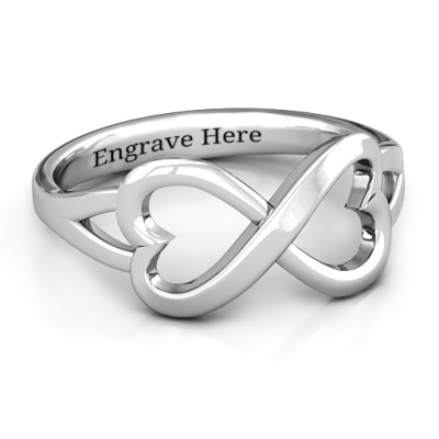Sterling Silver Simple Double Heart Infinity Ring - Handcrafted & Custom-Made