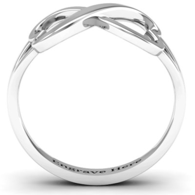 Sterling Silver Simple Double Heart Infinity Ring - Handcrafted & Custom-Made
