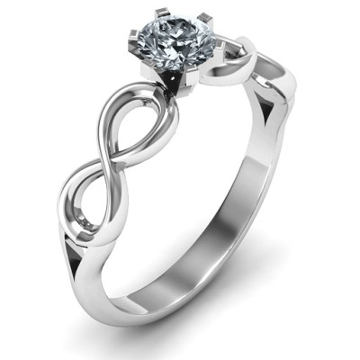 Sterling Silver Solitaire Infinity Ring - Handcrafted & Custom-Made