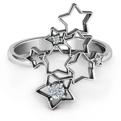 Sterling Silver Sparkling Constellation Ring - Handcrafted & Custom-Made