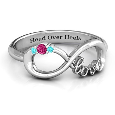 Sterling Silver Sparkly Love Infinity Ring - Handcrafted & Custom-Made