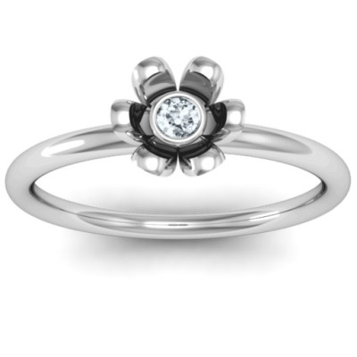 Sterling Silver Stone in 'Magnolia' Ring  - Handcrafted & Custom-Made