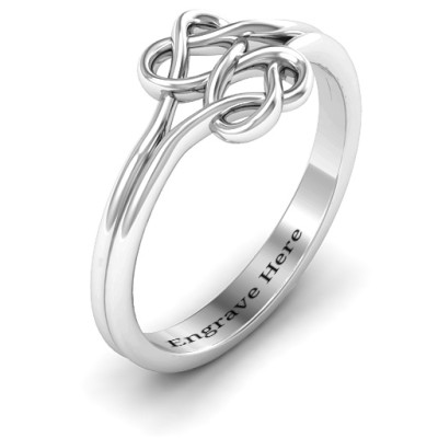 Sterling Silver Tangled Hearts Infinity Ring - Handcrafted & Custom-Made